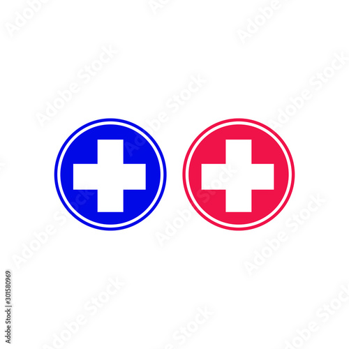 Health Medical Logo template vector illustration design. Red and blue medical logo - Vector