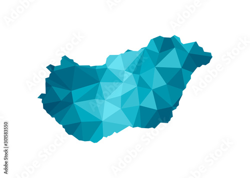 Fototapeta Vector isolated illustration icon with simplified blue silhouette of Hungary map