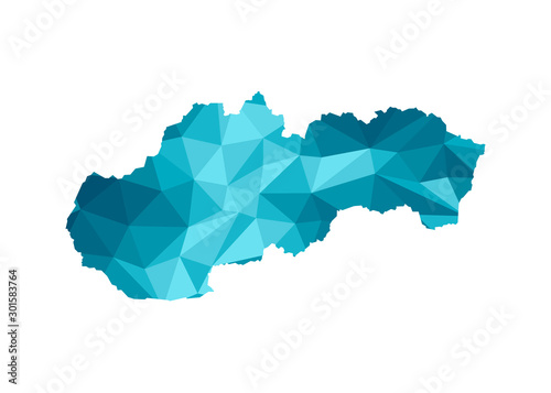 Obraz na płótnie Vector isolated illustration icon with simplified blue silhouette of Slovakia map