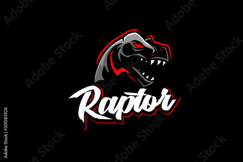 Raptor Tyrannosaurus or T-rex vector logo template photo