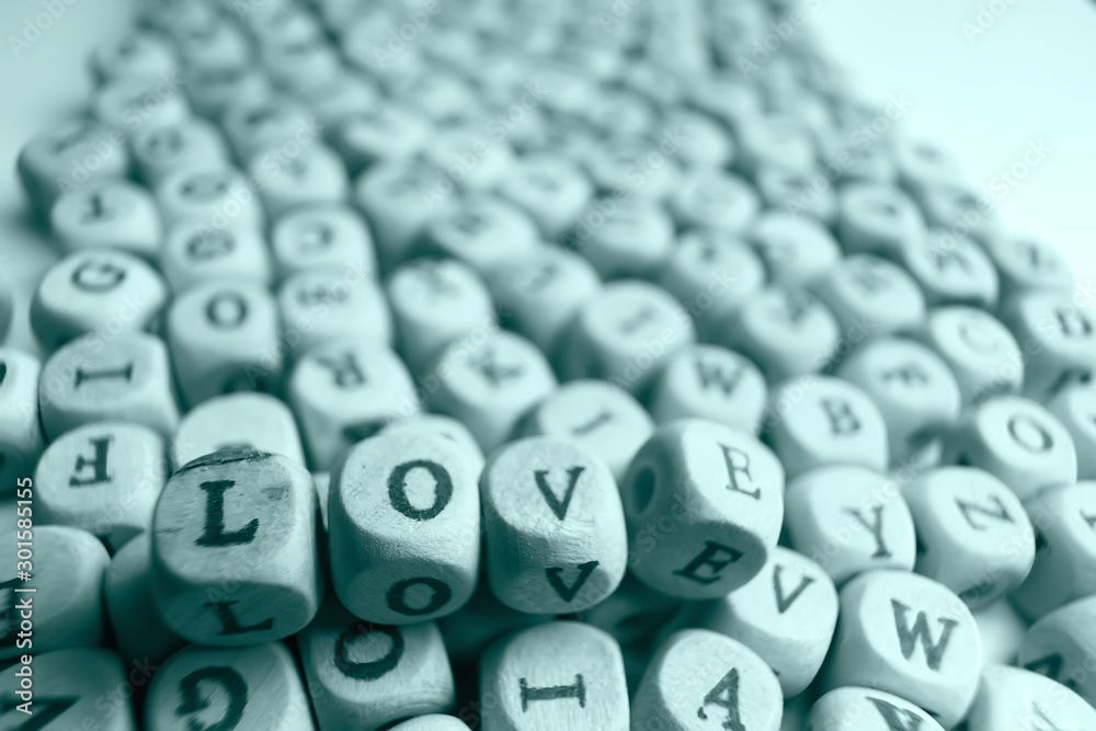 cubes letters love inscription / message from small letters, the concept of romance love, inscription love unusual font cubes letters love inscription / message from small letters, the concept of romance love, inscription love unusual font