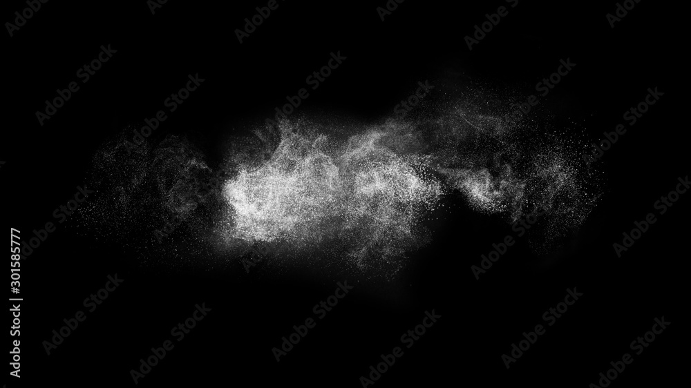 powder spreading for makeup artist or graphic design in black background