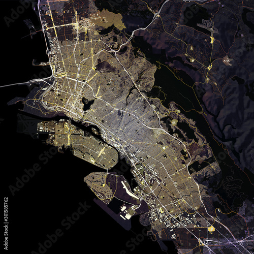 Map Oakland city. California