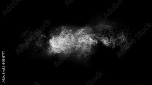 powder spreading for makeup artist or graphic design in black background