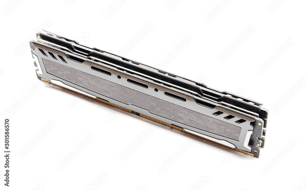 Memory DDR 4 module isolated on white background, angle view Memory DDR 4 module isolated on white background, angle view