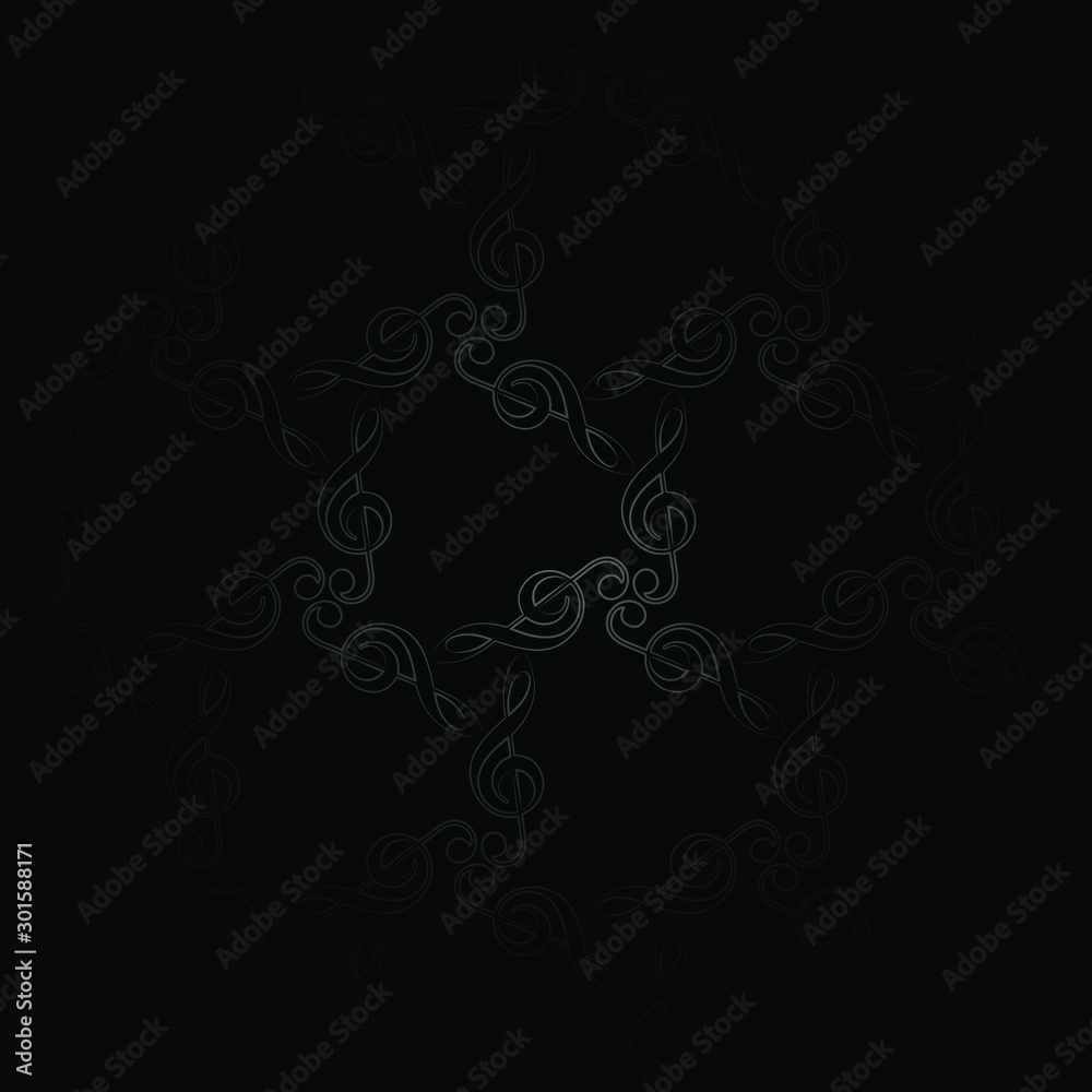 Music key pattern black grey center focus Music key pattern black grey center focus