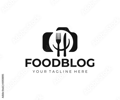Food photographer logo design. Food shooting vector design. Foodstagram logotype