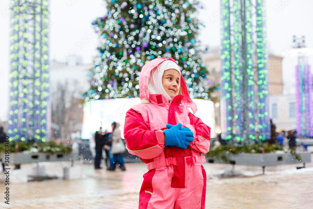 Obraz premium Christmas tree set at Sofievskaya square during holding Christmas market. January 2, 2019, Kiev, Ukraine