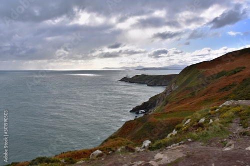 ireland landscape - hills cliffs and sea