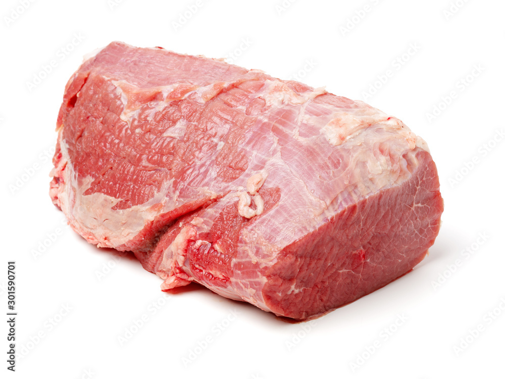 huge red meat chunk isolated over white background 