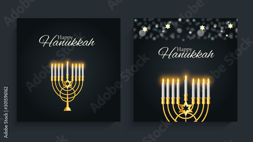 Happy Hanukkah, Jewish Holiday Background. Vector Illustration. Hanukkah is the name of the Jewish holiday