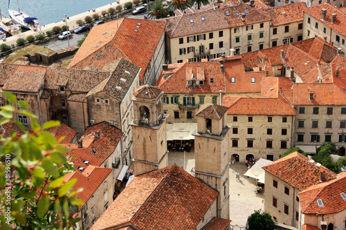 Kotor bay and Old Town picturesque scenery in summer. Montenegro. photo