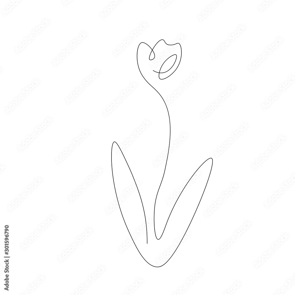 Flower icon one line drawing vector illustration	
