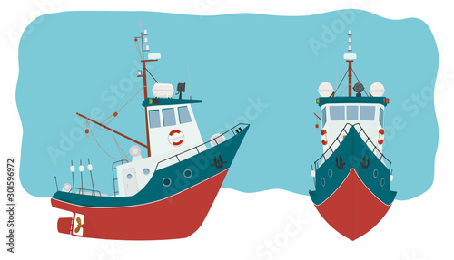 Small fishing seiner in two angles