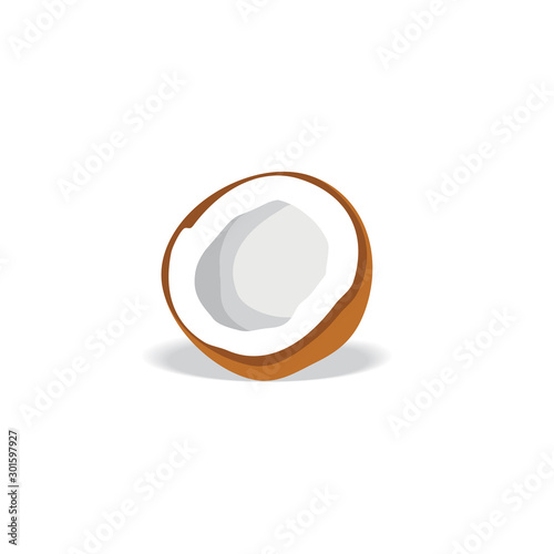 Flat Icon of Half Coconut In Vector Illustration