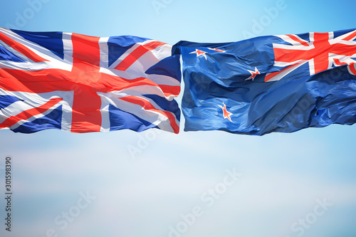 UK and New Zealand flags photo