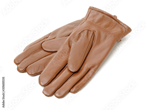 brown glove on white background