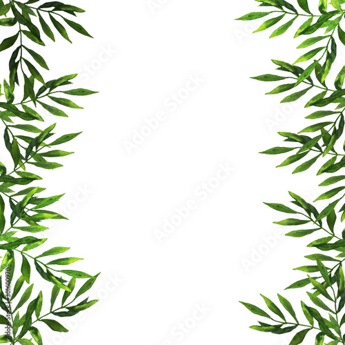 Fototapeta Naklejka Na Ścianę i Meble -  ornament with green leaves on a green background