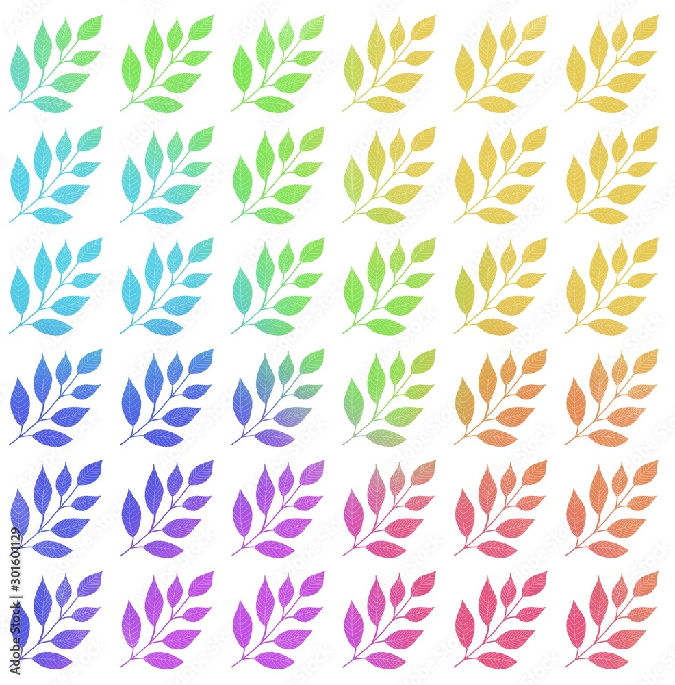 Pattern of colorful rainbow leaves