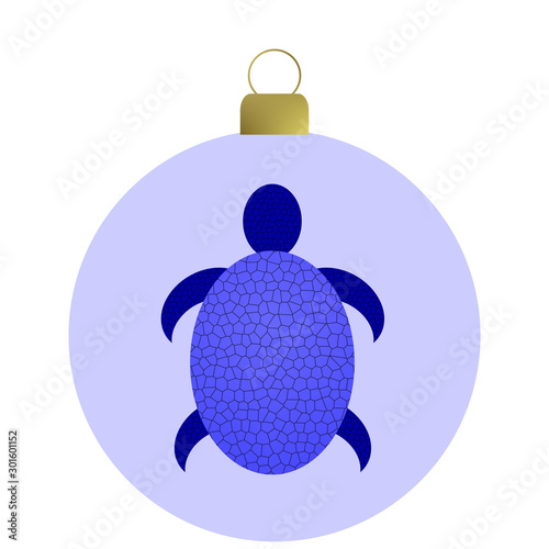 Blaue Weihnachtskugel mit Schildröte