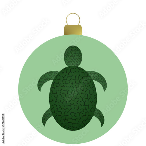 Weihnachtskugel, Schildrötenmotiv grün
