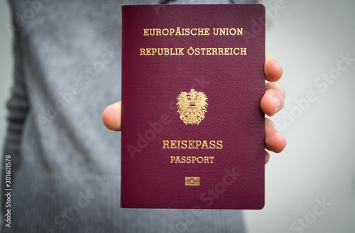 Citizen of Austria, passport of Austria. European Union, EU passport.