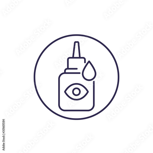 Eye drops bottle vector line icon