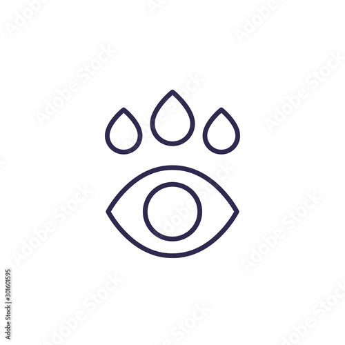 Eye drops line icon on white