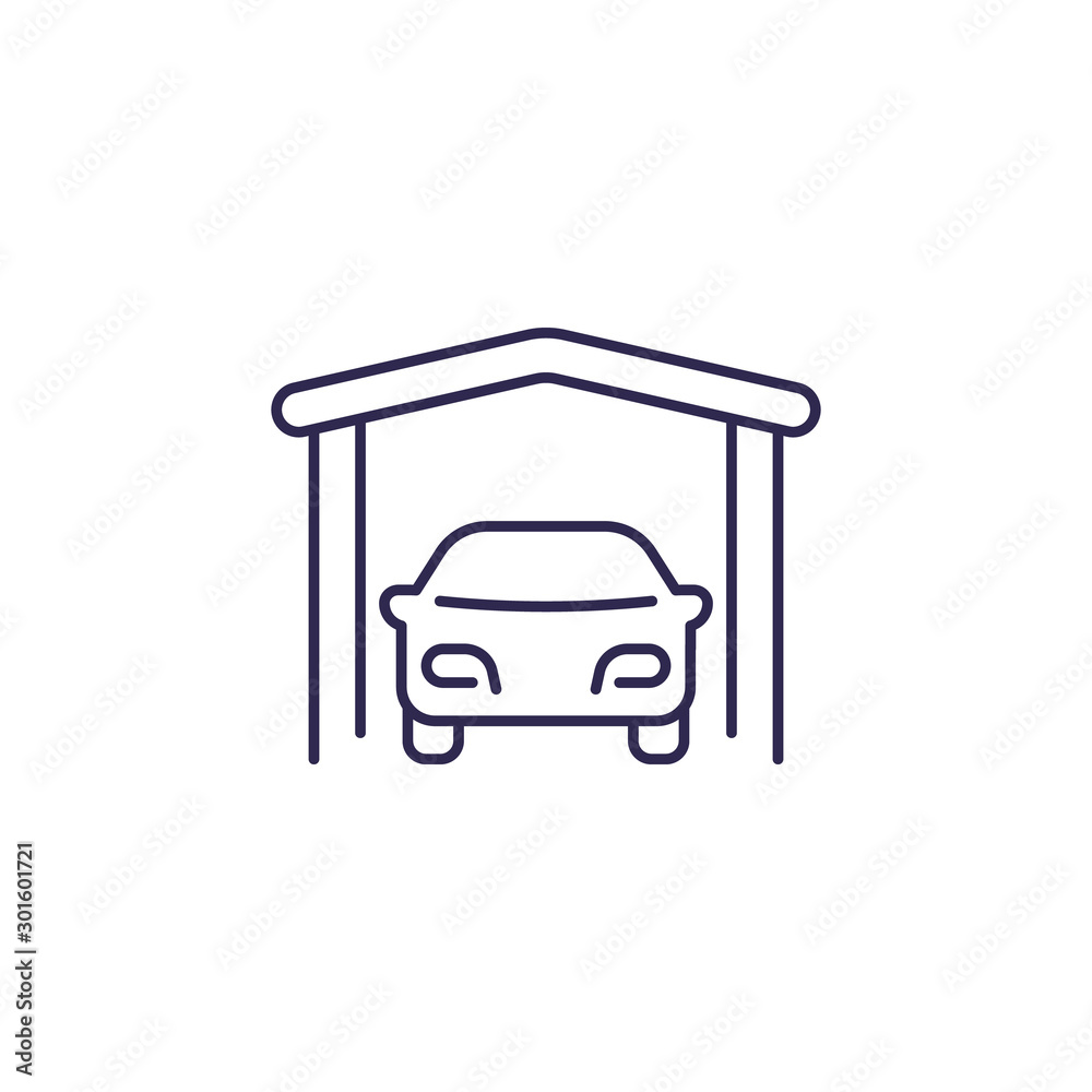 Portable garage line icon on white Portable garage line icon on white