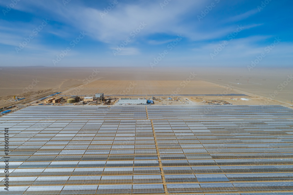 Aerial view of Linear Fresnel Concentrating Solar thermal power plant Aerial view of Linear Fresnel Concentrating Solar thermal power plant