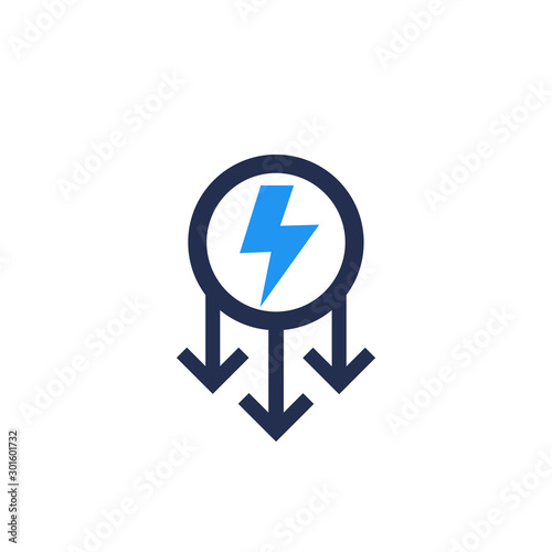 power consumption decrease icon, vector