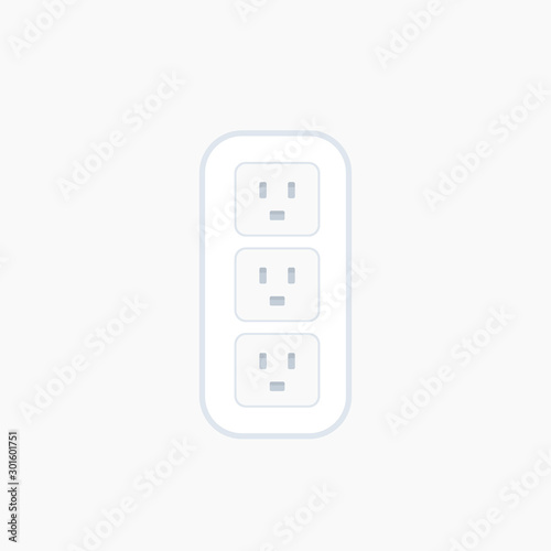 power outlet with three uk sockets, vector