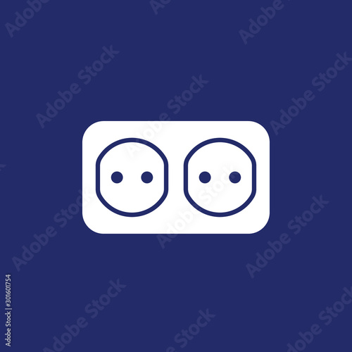 power outlet with two sockets, vector icon
