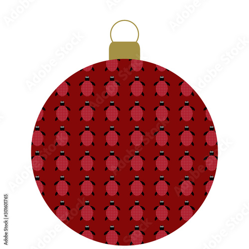 Rote Christbaumkugel mit Schildrötenmuster
