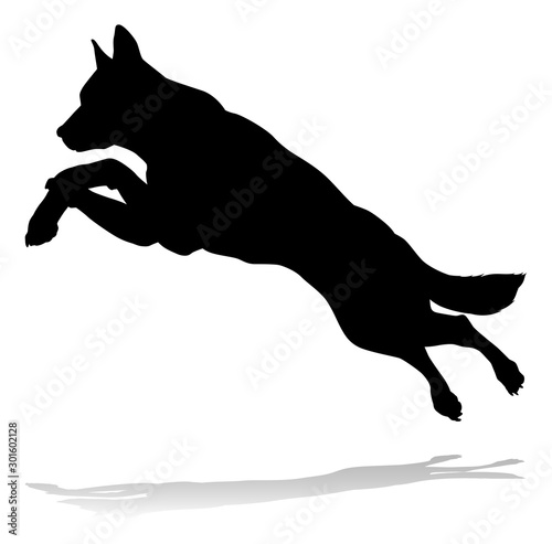 A detailed animal silhouette of a pet dog