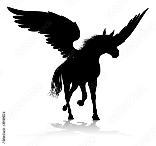 A Pegasus silhouette mythological winged horse graphic