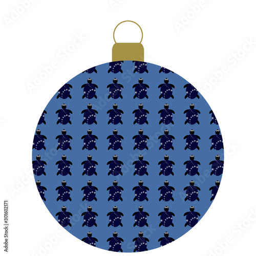 Weihnachtskugel blau, Schildrötenmuster