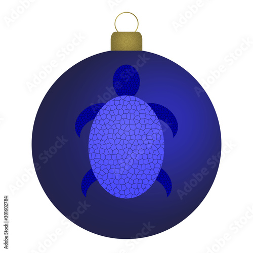 Blaue Christbaumkugel mit  Schildröte