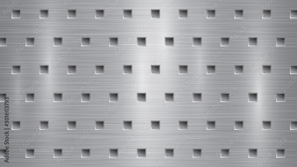 Abstract metal background with square holes in gray colors Abstract metal background with square holes in gray colors