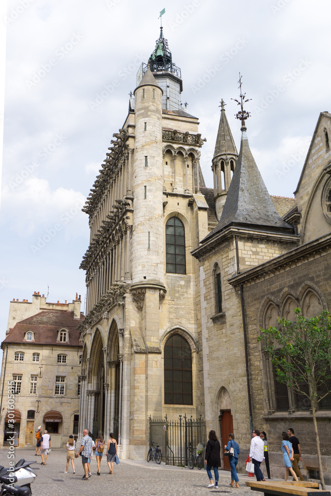 exterior view of facade the  Notre Dame de Dijon church in Dijon