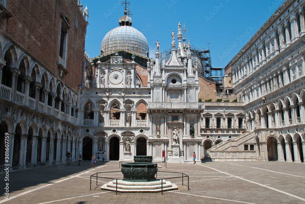 Venice, Italy: inner courtyard of white Doge's Palace