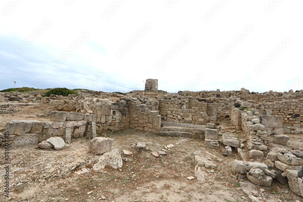 Cabras, Italy - 4 July 2011: the archaeological site of Tharros in the province of Oristano