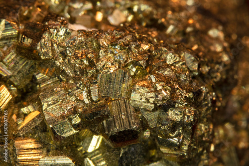 Schilderij op canvas Pyrite Fools Gold Quartz Stone Close Up