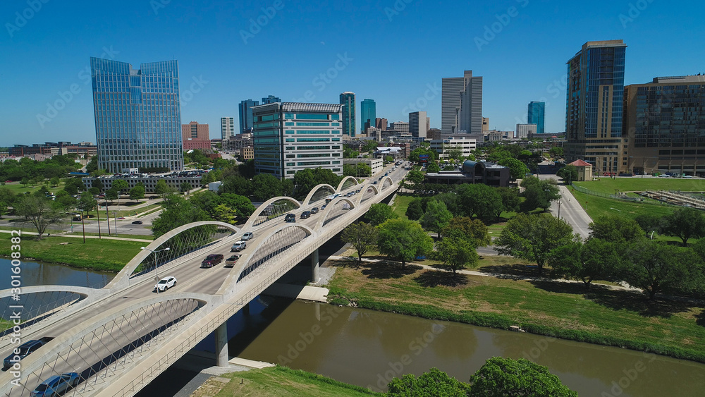 Fototapeta premium Fort Worth Texas skyline aerial