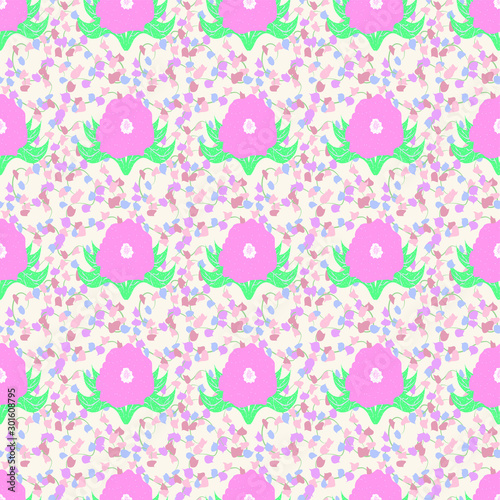 EPS 10 vector. Bright seamless pattern with flowers in modern style.