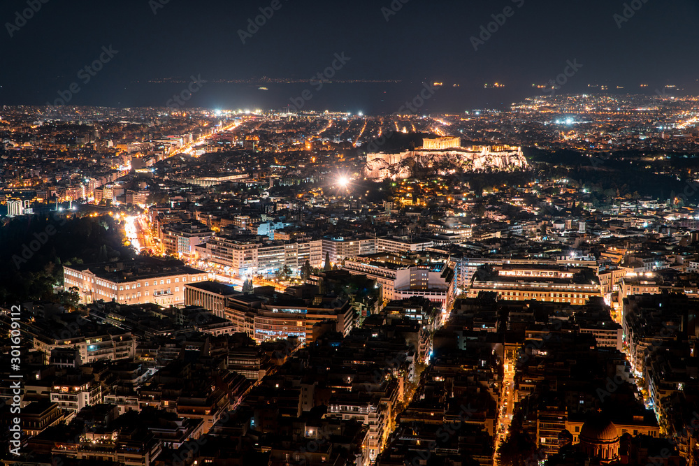 Fototapeta premium Athen bei Nacht - Griechenland's Hauptstadt