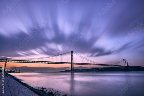 April 25th bridge at sunrise, in Lisbon, Portugal