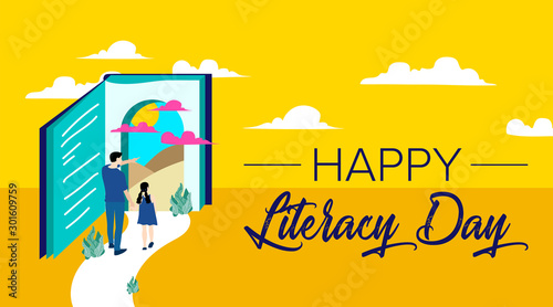 International Literacy Day poster. Education concept vector illustration.