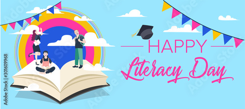 International Literacy Day poster. Education concept vector illustration.