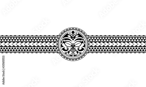 Maori polynesian tattoo border tribal sleeve pattern vector. Samoan bracelet tattoo design fore arm or foot. Armband tattoo tribal.